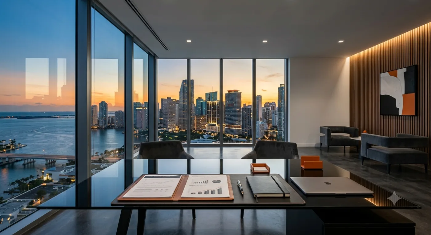 Oficina de Orlando — vista al skyline de Miami